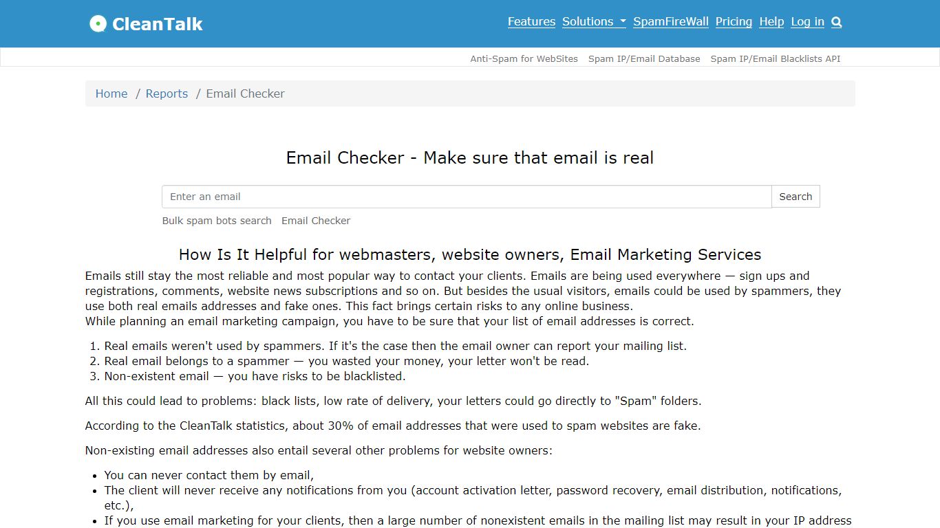 Email Checker - Check Email for Spam | CleanTalk